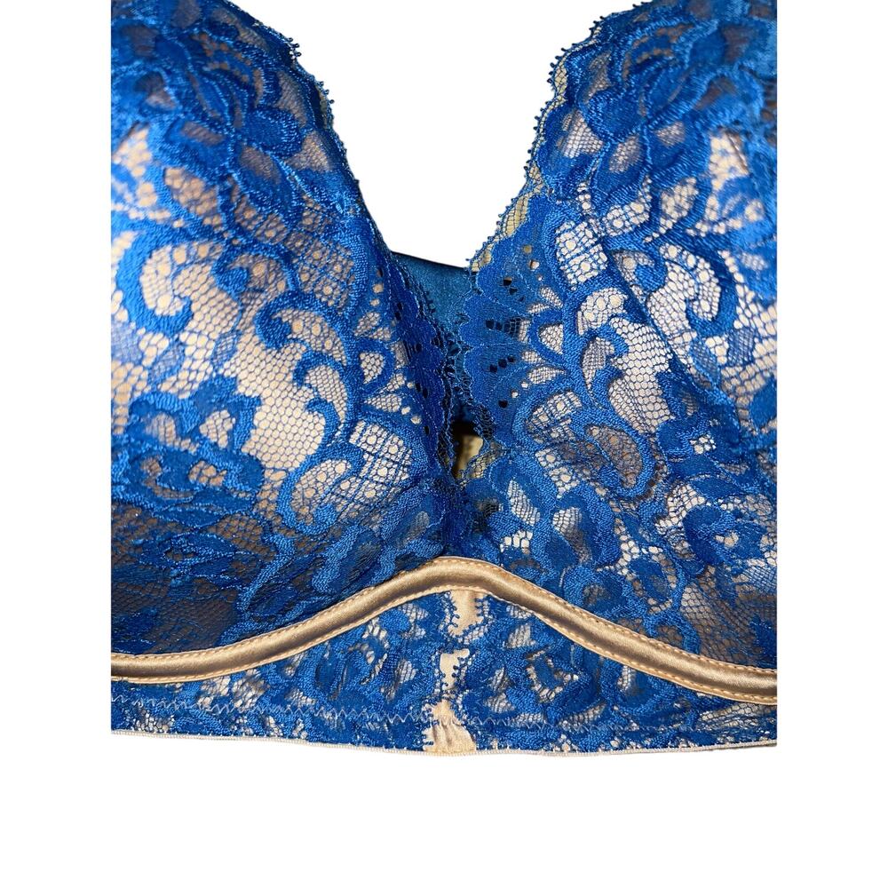 Heidi Klum Bra 34DD 34E Intimates Poolside Affair Blue Lace Satin Underwire NEW - Picture 4 of 13